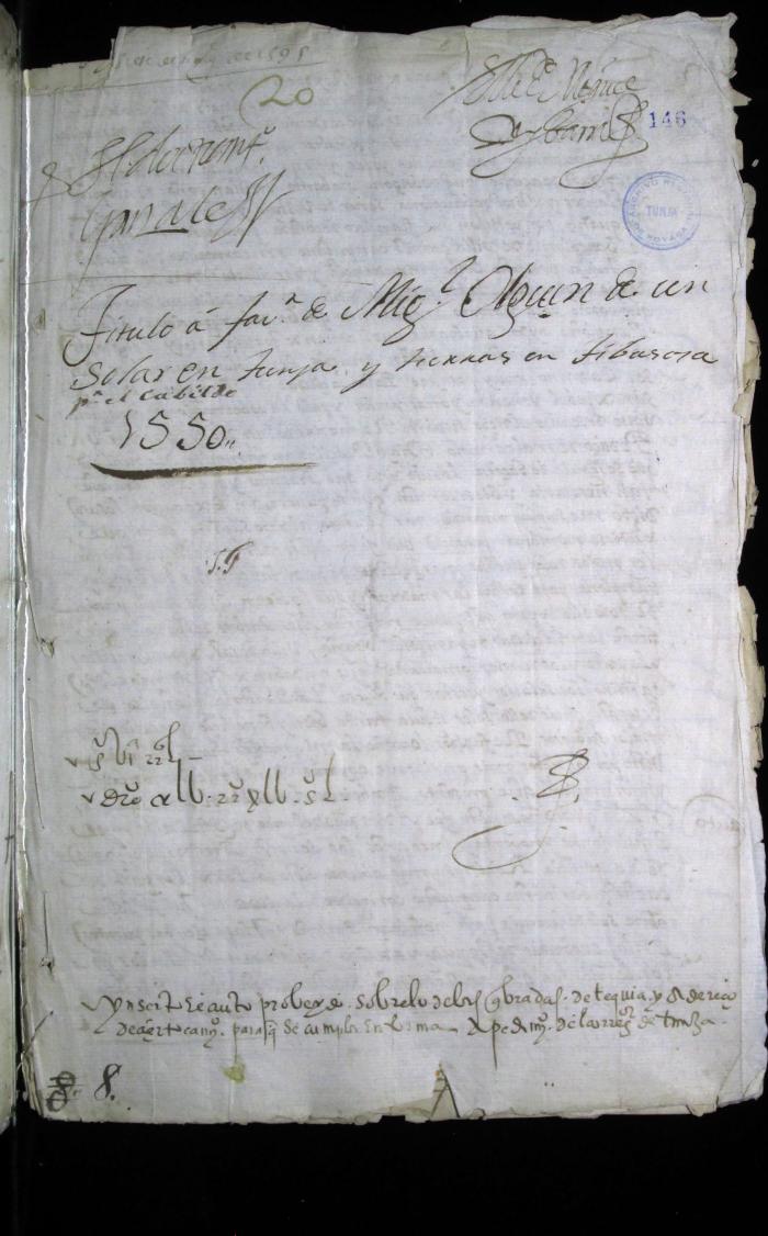 Títulos a favor de Miguel Holguín de un solar en Tunja y de tierras en Tibasosa