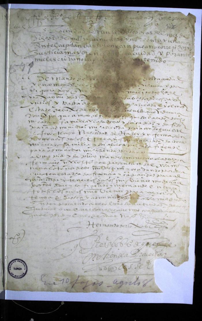 Información pedida por Hernando de Rojas