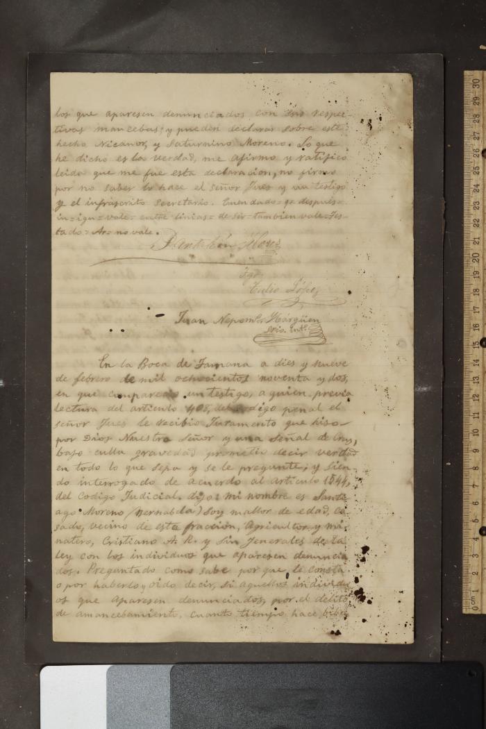 Investigación contra Napoleón, Agustino, José de los Santos, Petrona, Paula, Crispín, María de la Paz, María Clara, José Claudio y Eufasia Moreno, José Antonio, Bibiana y Anunciación Asprilla, Pobreza y Pedro Pablo Mosquera y Manuel R. Lozano Moreno por amancebamiento