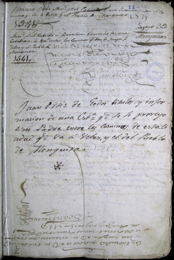 Proveimiento de una estancia a Juan Ortiz de Godoy