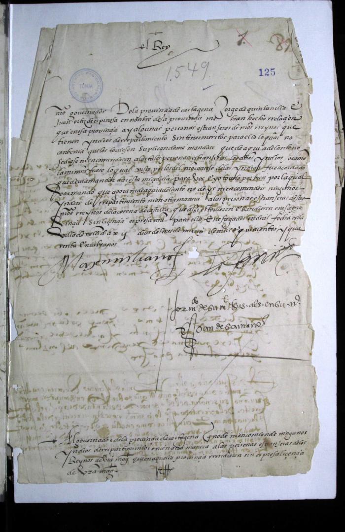 Cédula real que prohíbe dar encomiendas a los extranjeros